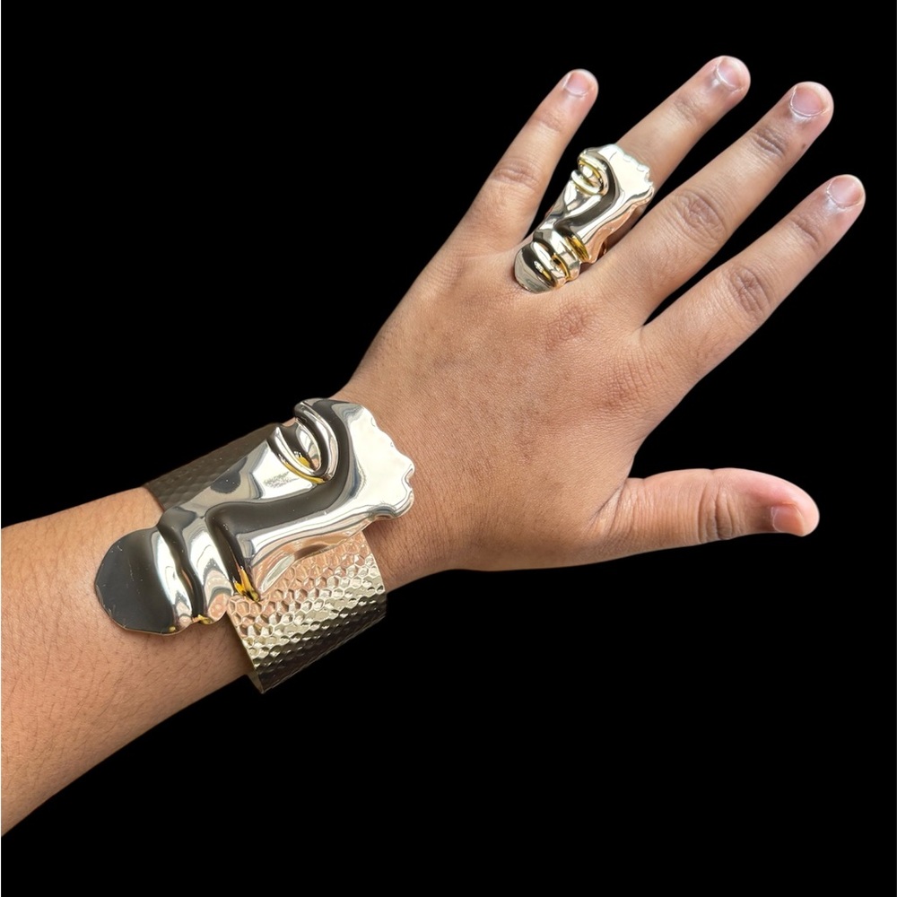 Schiaparelli Inspired Face Design Bracelet and Ring Set